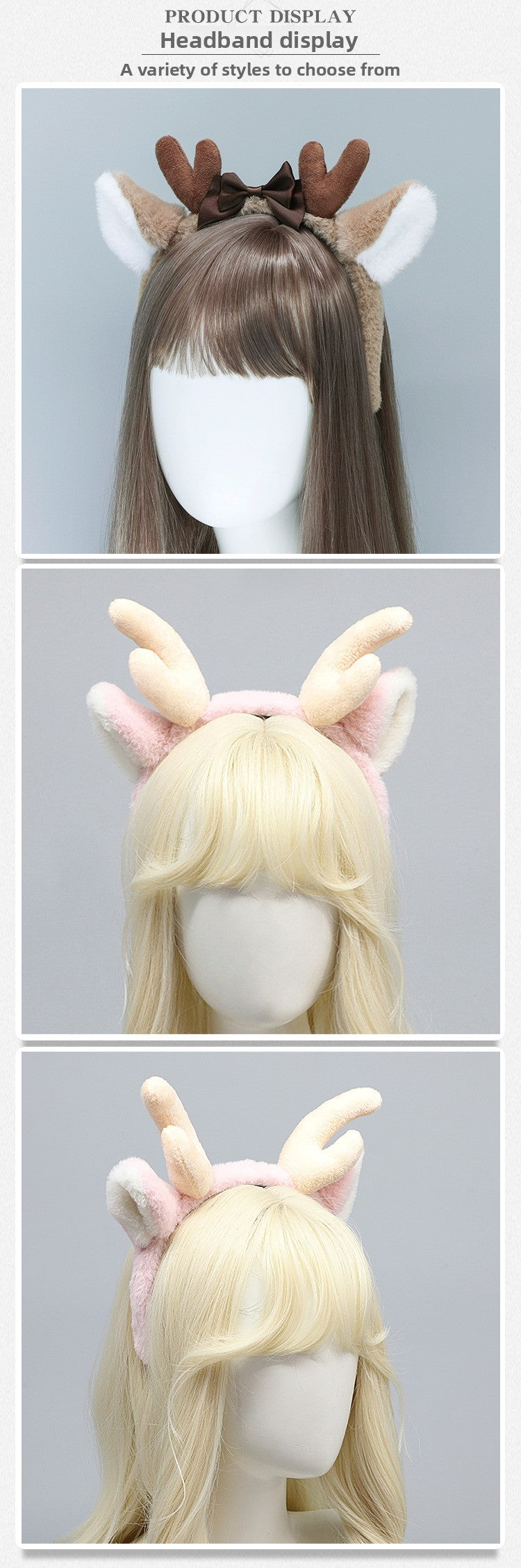 1Pcs Halloween Props Bobo Deer Ear Headband Hair Accessories In Stock Cosplay Accessories Realistic Animal Ear Plush Headwear