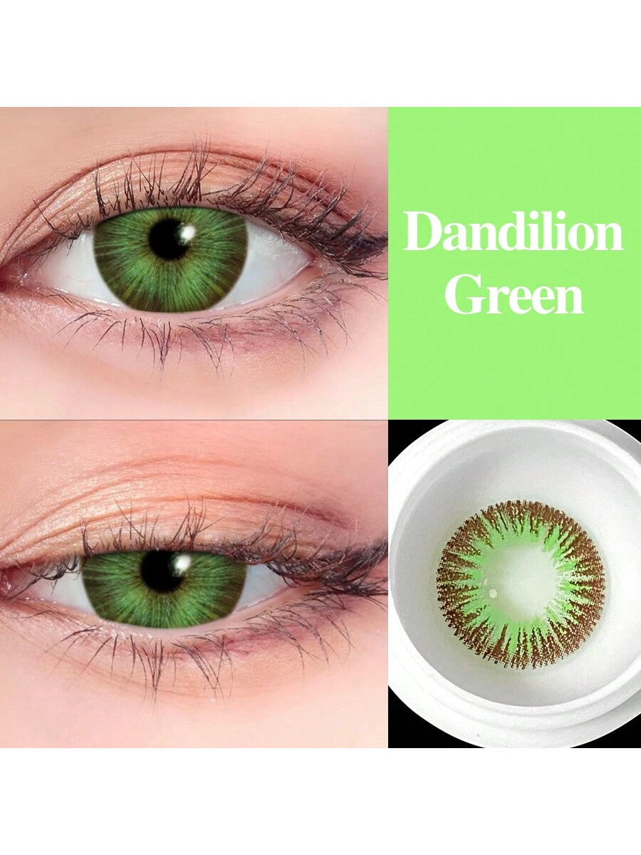 1Pair/2Pces Dandelion Green Contact Lenses Colored Cosmetic Beauty Contact Lens For Dark Eye Lens 14.2mm