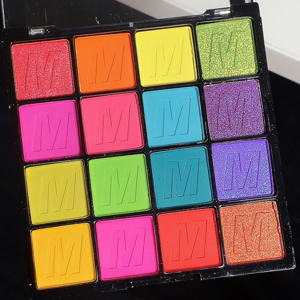16 Colors Pearlescent Eyeshadow Waterproof Matte New Stage Makeup Glitter Shimmer Misty with Brush Eyeshadow Palette