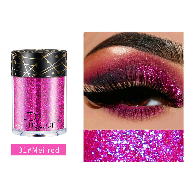 Pudaier Monochrome Eyeshadow Glitter Sequins Mermaid Princess Pearlescent Easy-to-Color 36 Colors Eyeshadow