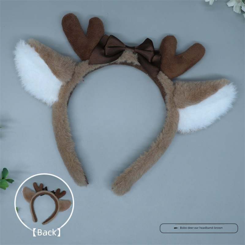1Pcs Halloween Props Bobo Deer Ear Headband Hair Accessories In Stock Cosplay Accessories Realistic Animal Ear Plush Headwear