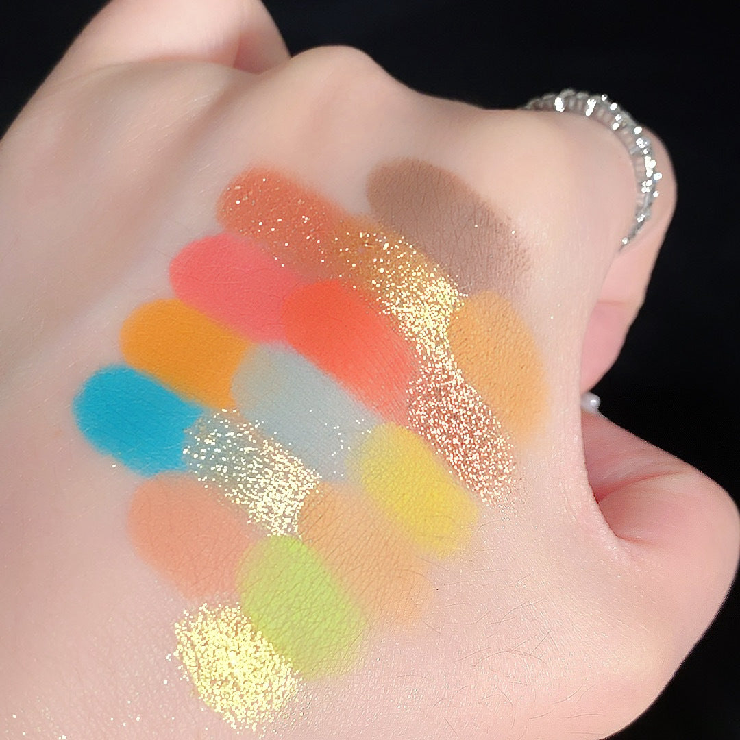 16 Colors Pearlescent Eyeshadow Waterproof Matte New Stage Makeup Glitter Shimmer Misty with Brush Eyeshadow Palette