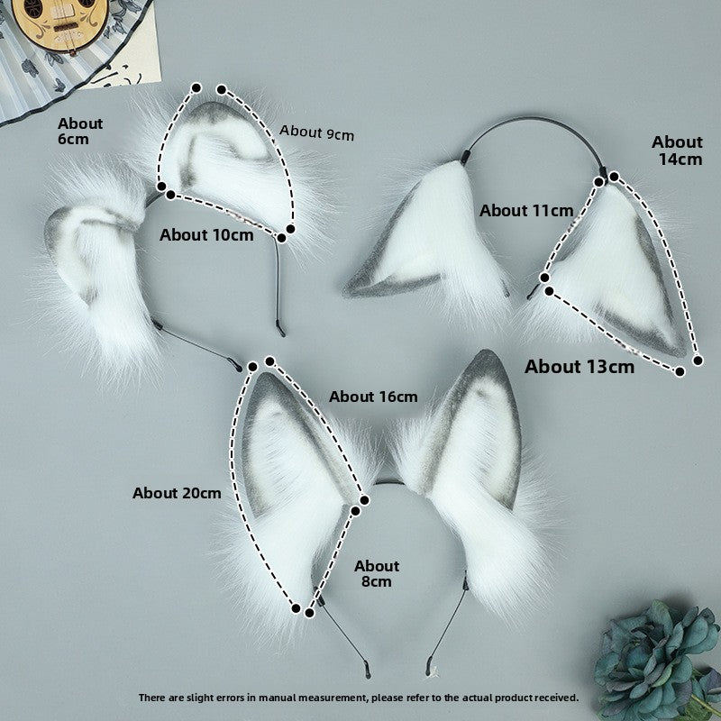 Handmade Realistic Animal Ear Headband Ancient Style Ink Painting Hair Accessories Plush Fox Ear Headwear Cat Ear Sheep Ear Comic Con Props Hairband