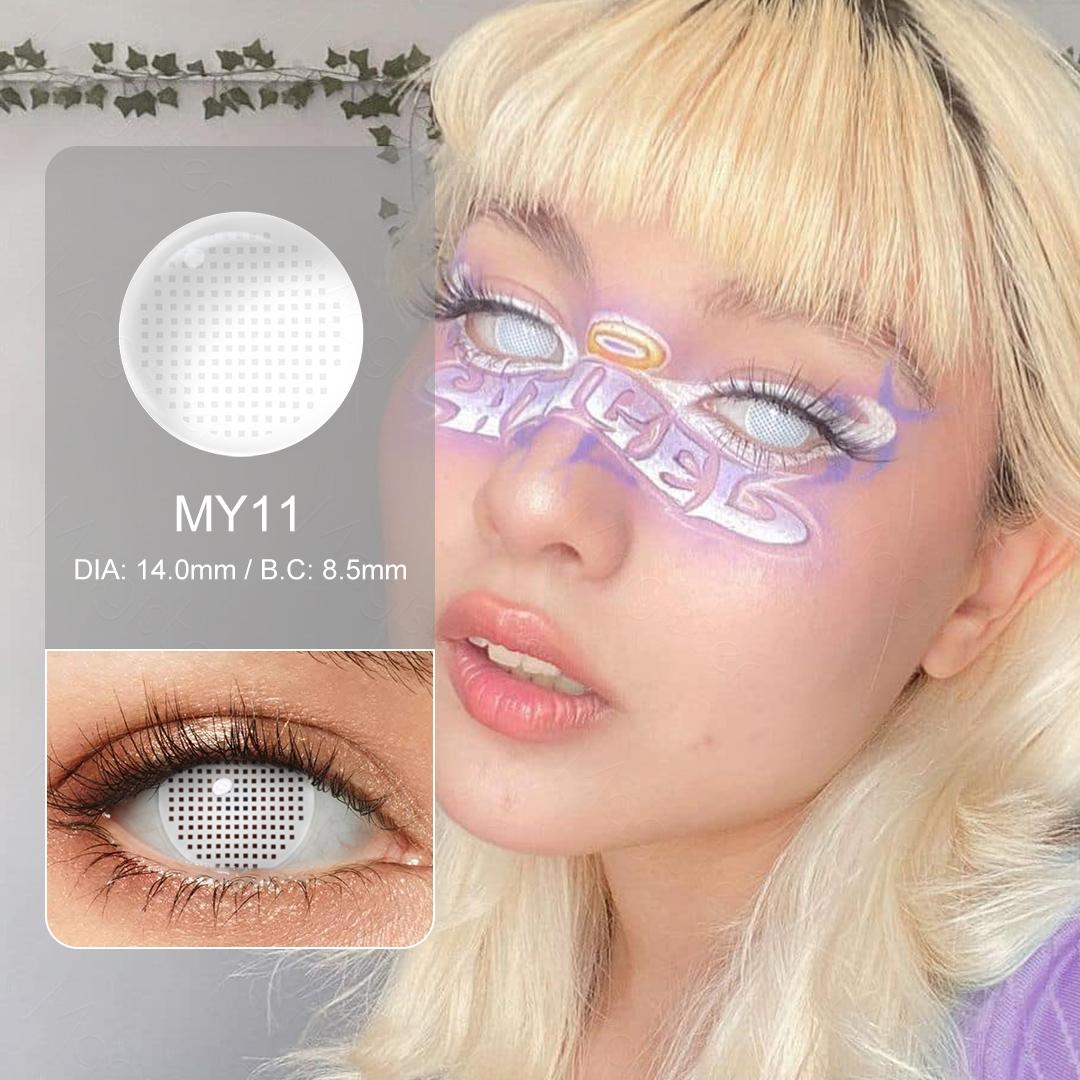 Sharingan Eye Halloween Contact Lenses 1 Pair Yearly Red Cosplay Contact Lenses White Blind Eye Lenses Eye Contacts for Anime Accessories