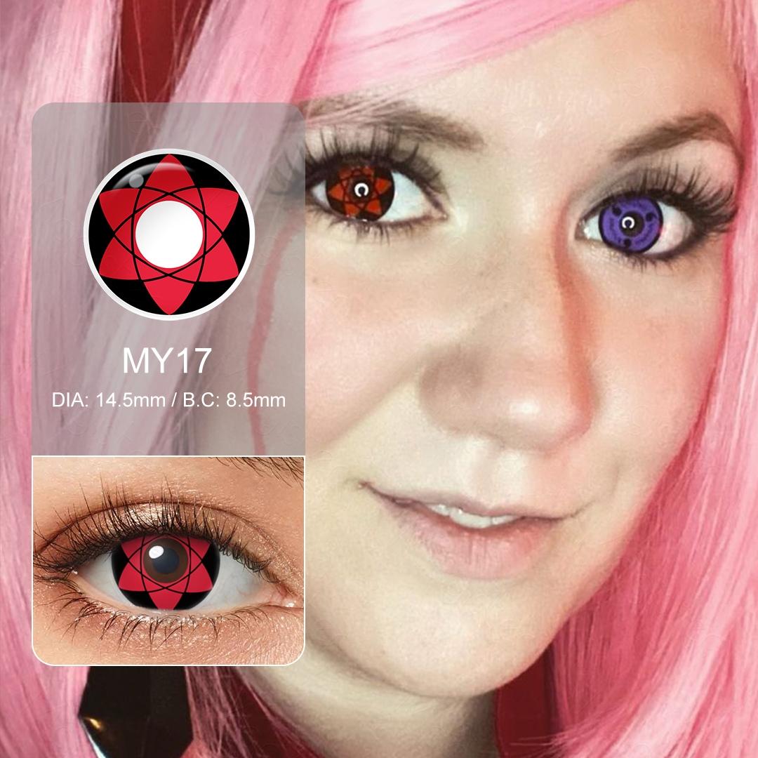 Sharingan Eye Halloween Contact Lenses 1 Pair Yearly Red Cosplay Contact Lenses White Blind Eye Lenses Eye Contacts for Anime Accessories