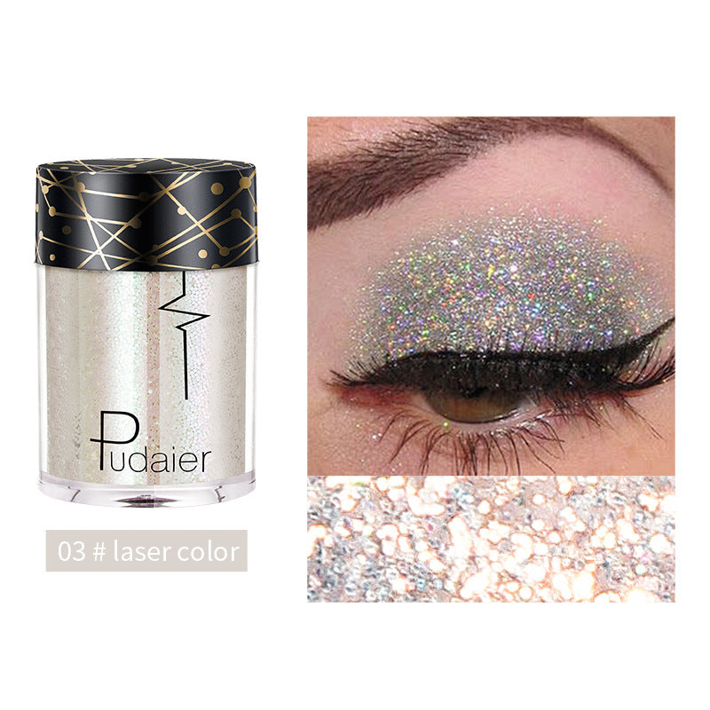 Pudaier Monochrome Eyeshadow Glitter Sequins Mermaid Princess Pearlescent Easy-to-Color 36 Colors Eyeshadow