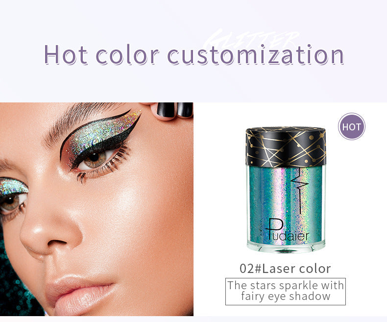 Pudaier Monochrome Eyeshadow Glitter Sequins Mermaid Princess Pearlescent Easy-to-Color 36 Colors Eyeshadow
