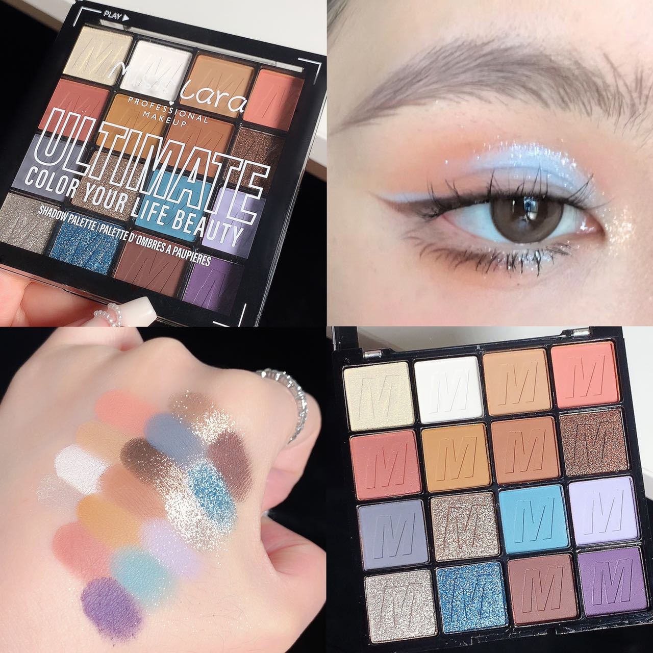 16 Colors Pearlescent Eyeshadow Waterproof Matte New Stage Makeup Glitter Shimmer Misty with Brush Eyeshadow Palette