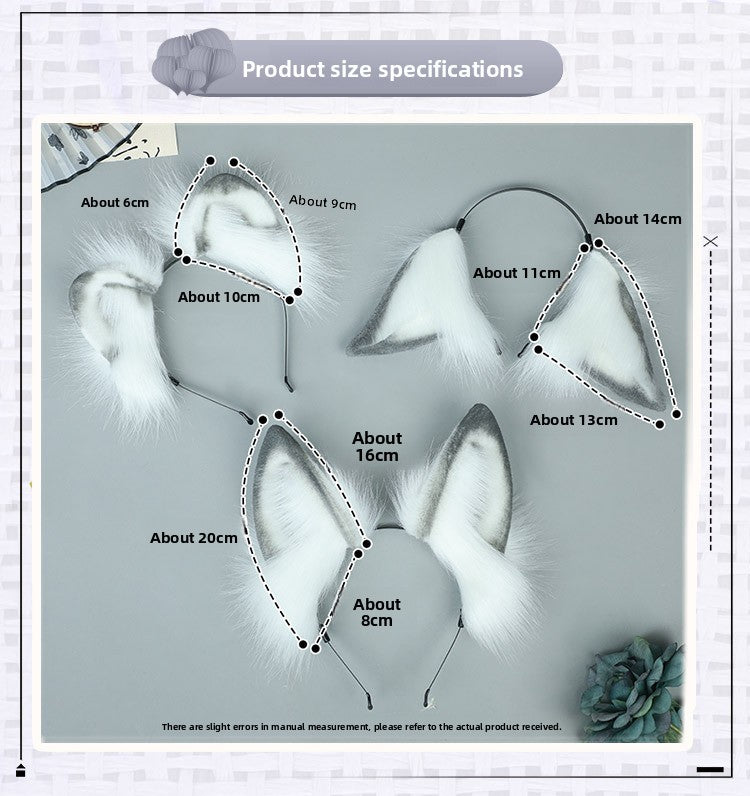 Handmade Realistic Animal Ear Headband Ancient Style Ink Painting Hair Accessories Plush Fox Ear Headwear Cat Ear Sheep Ear Comic Con Props Hairband