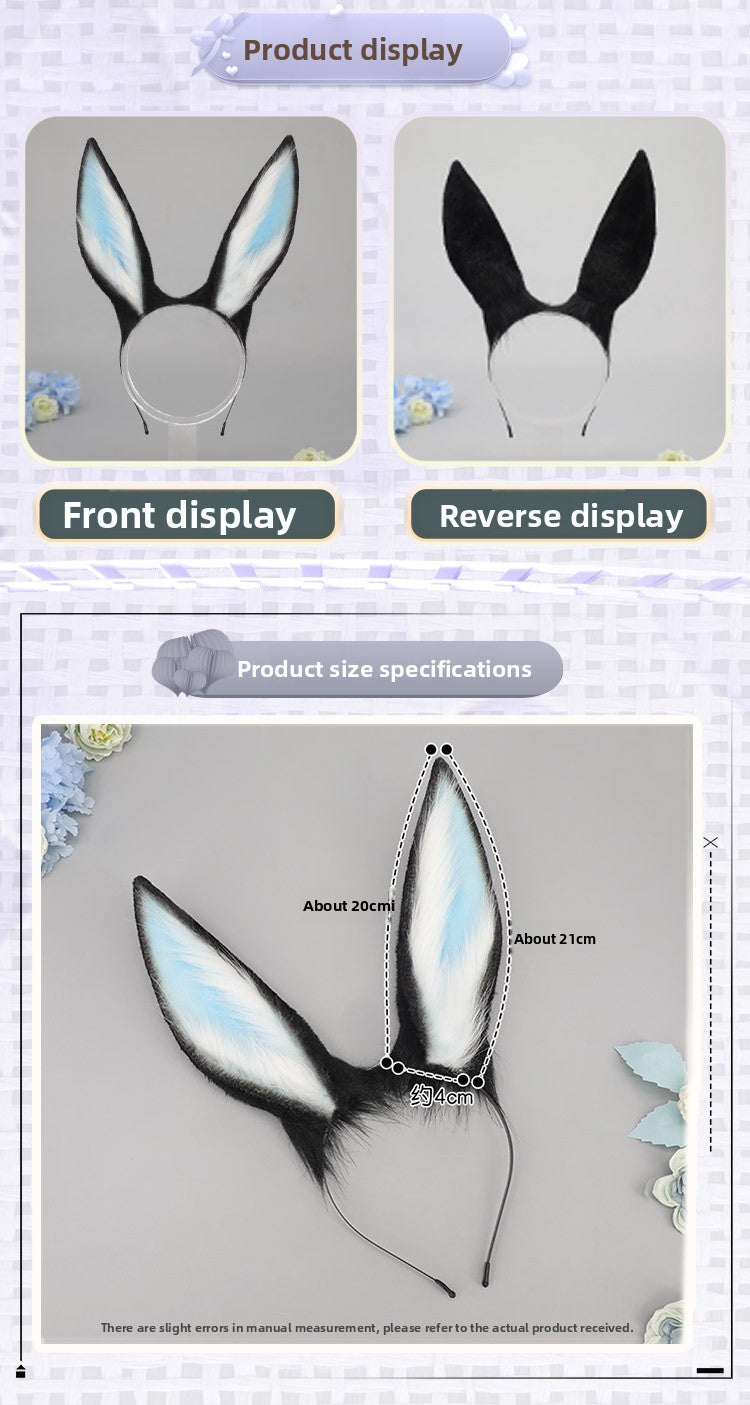 Comic Con Cosplay Headwear Props Blueberry Bunny Realistic Animal Ear Hair Accessories Party Headband Plush Bunny Ear Hairband