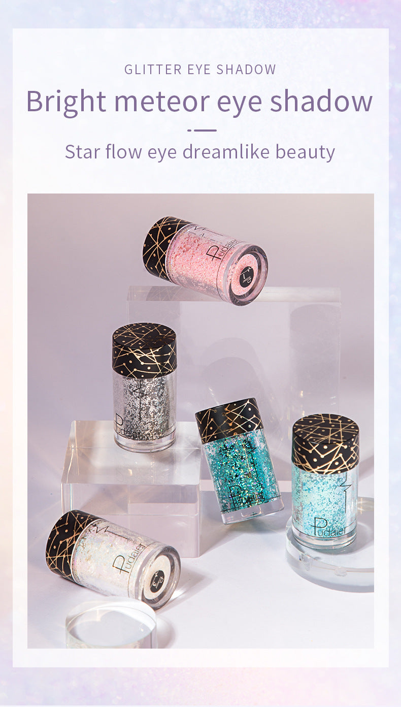 Pudaier Monochrome Eyeshadow Glitter Sequins Mermaid Princess Pearlescent Easy-to-Color 36 Colors Eyeshadow