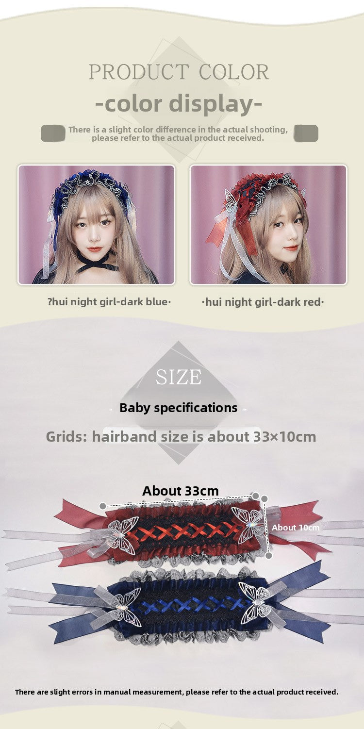Rose Hair Accessories Cosplay Props Comic Exhibition Cute Lolita Lace Bow Hairband Headwear