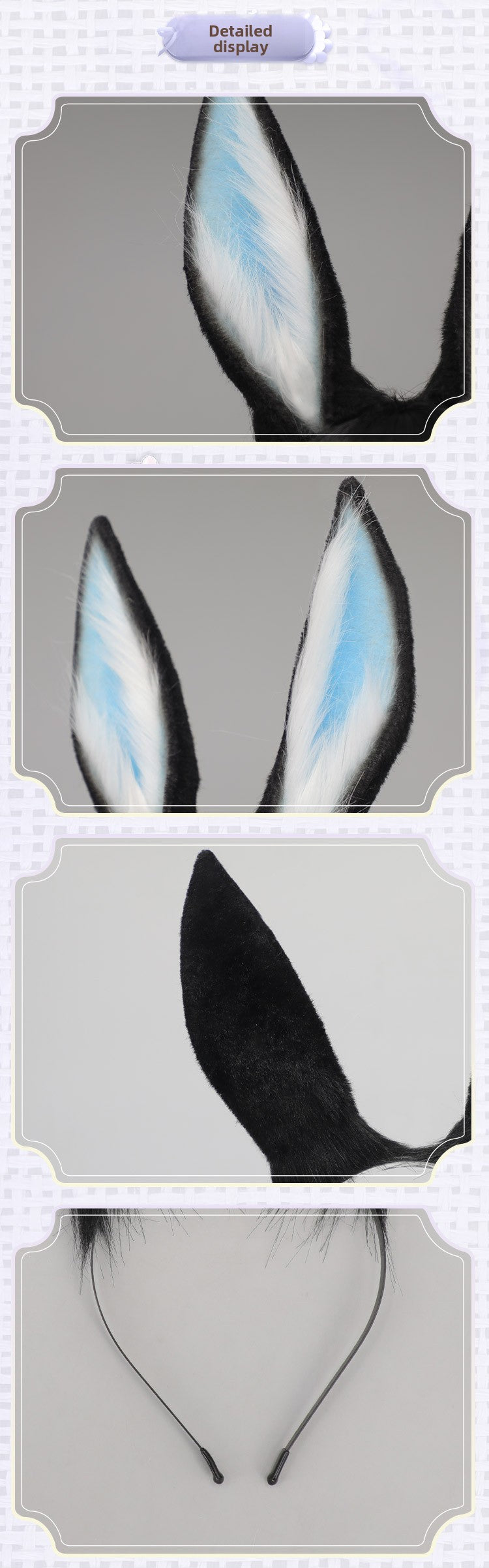 Comic Con Cosplay Headwear Props Blueberry Bunny Realistic Animal Ear Hair Accessories Party Headband Plush Bunny Ear Hairband