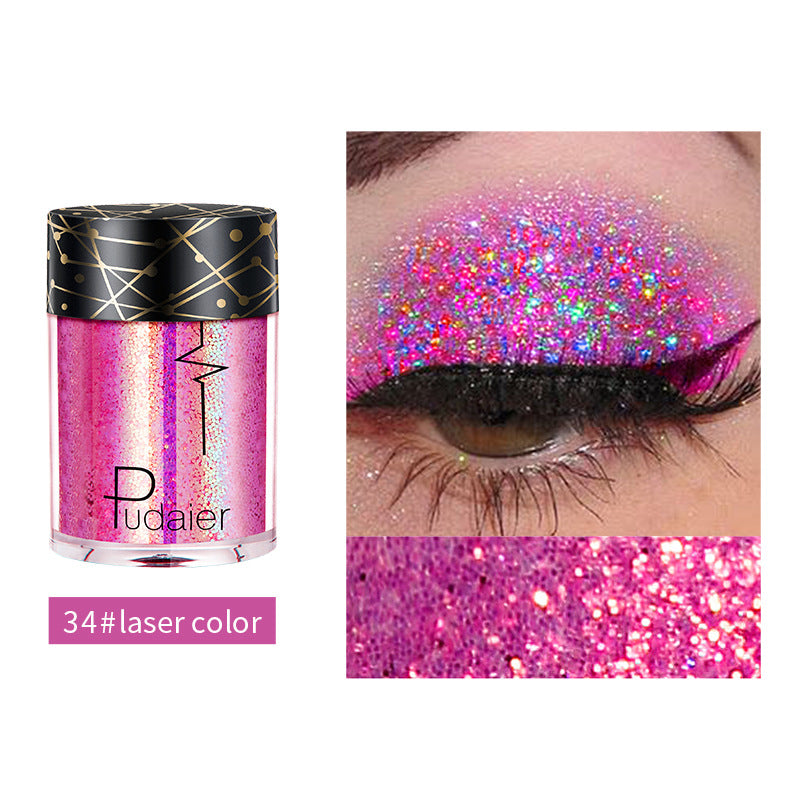 Pudaier Monochrome Eyeshadow Glitter Sequins Mermaid Princess Pearlescent Easy-to-Color 36 Colors Eyeshadow