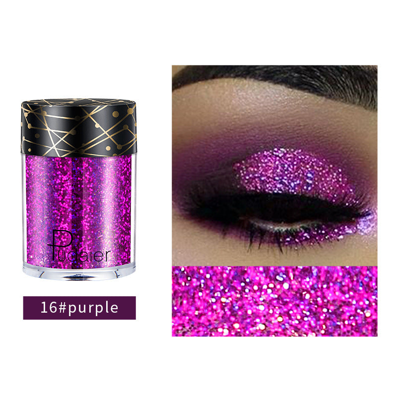Pudaier Monochrome Eyeshadow Glitter Sequins Mermaid Princess Pearlescent Easy-to-Color 36 Colors Eyeshadow