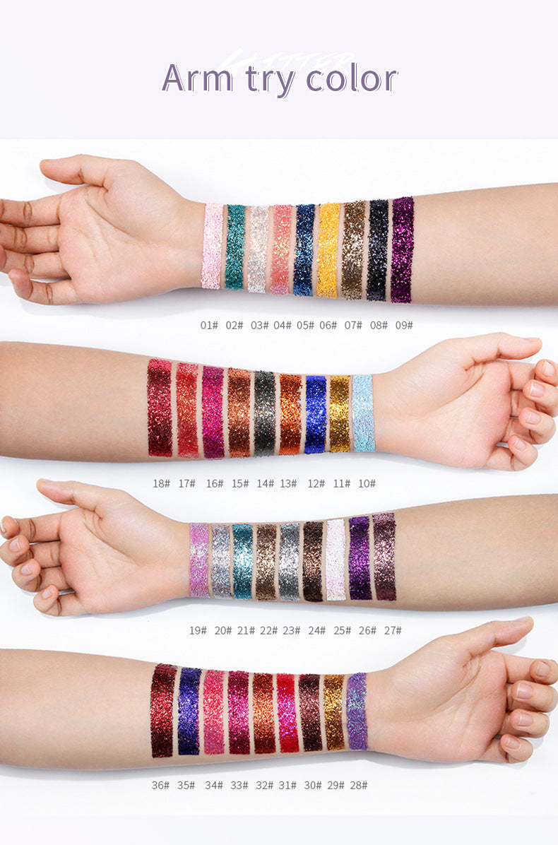 Pudaier Monochrome Eyeshadow Glitter Sequins Mermaid Princess Pearlescent Easy-to-Color 36 Colors Eyeshadow