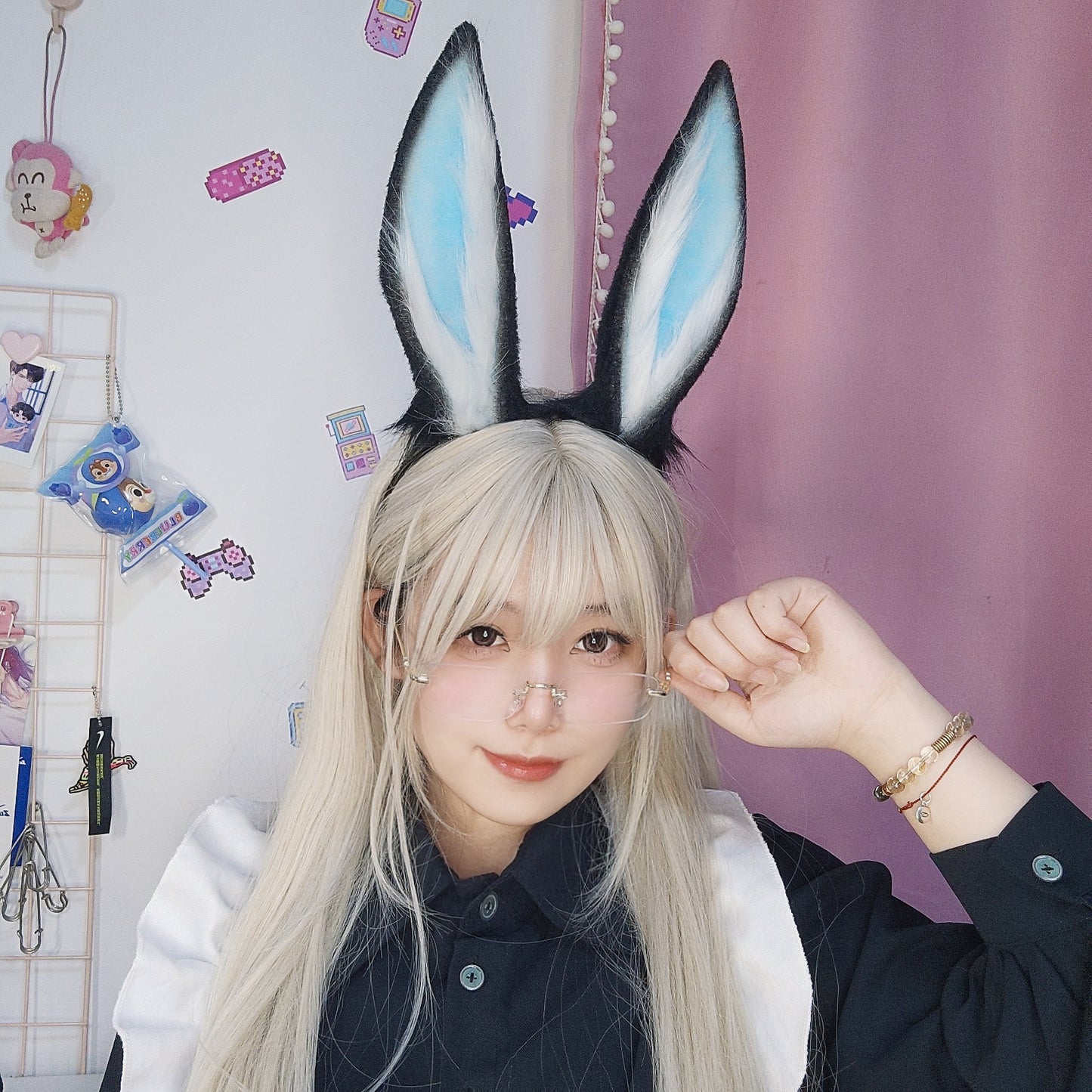 Comic Con Cosplay Headwear Props Blueberry Bunny Realistic Animal Ear Hair Accessories Party Headband Plush Bunny Ear Hairband