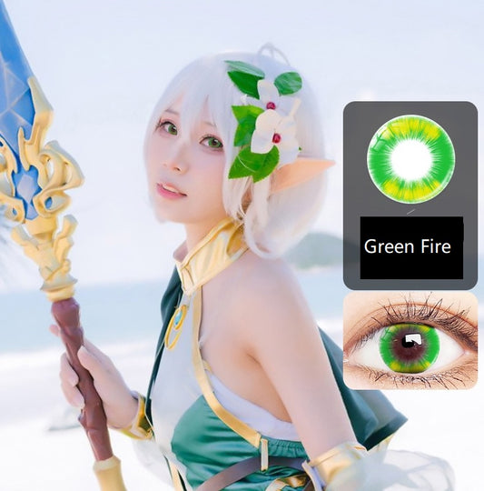 Green Fire Cosplay Contact Lenses