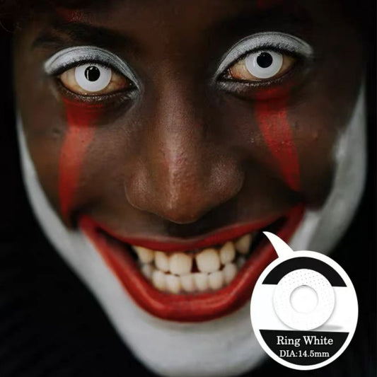 Lentes de contacto de color para Halloween con bloques blancos