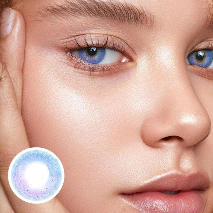 Lentes de contacto de color azul arcoíris con prescripción médica