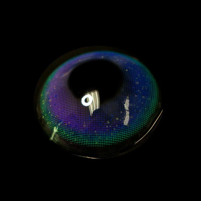Lentes de contacto de color azul arcoíris con prescripción médica