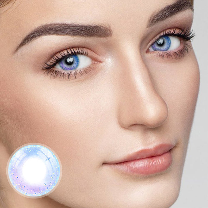 Lentes de contacto de color azul arcoíris con prescripción médica