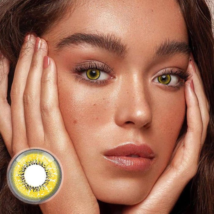 Lentes de contacto de color amarillo Love Word【RECETAS】
