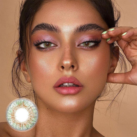 Three Tone Green Color Contact Lenses【Prescription】