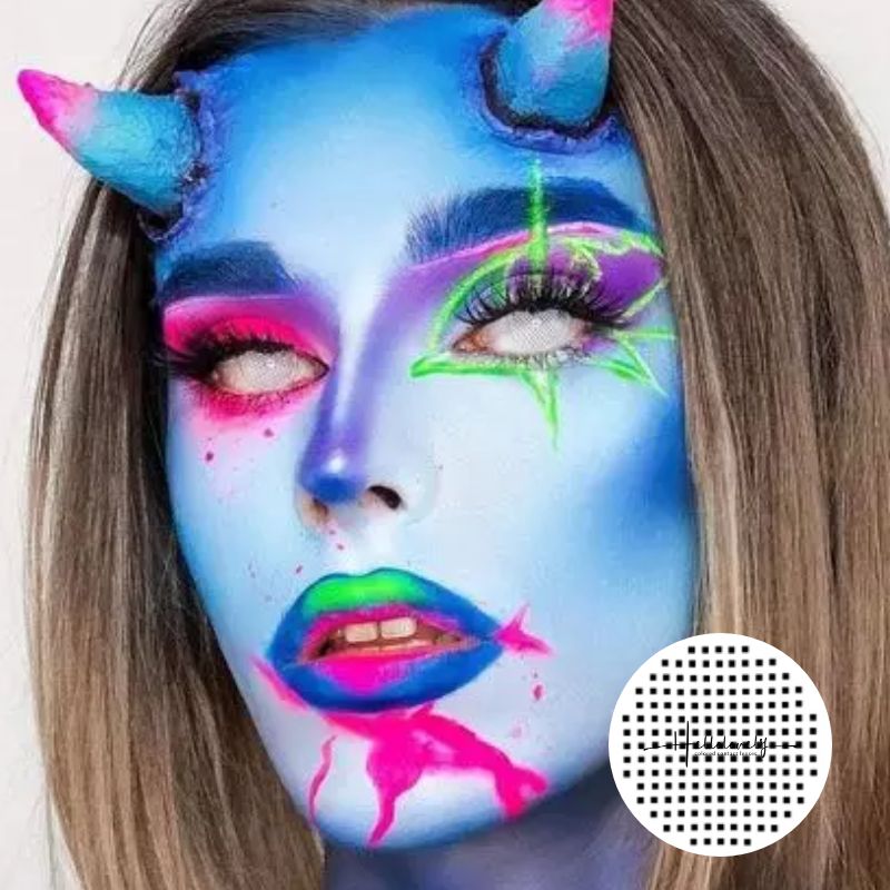 Lentes de contacto de color de Halloween de malla blanca