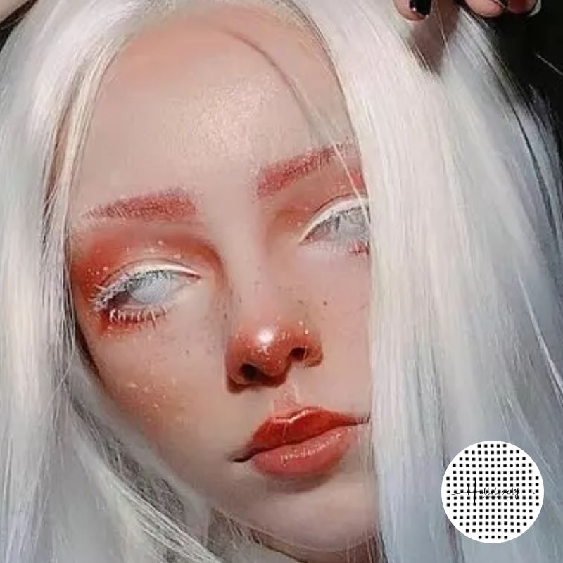 Lentes de contacto de color de Halloween de malla blanca