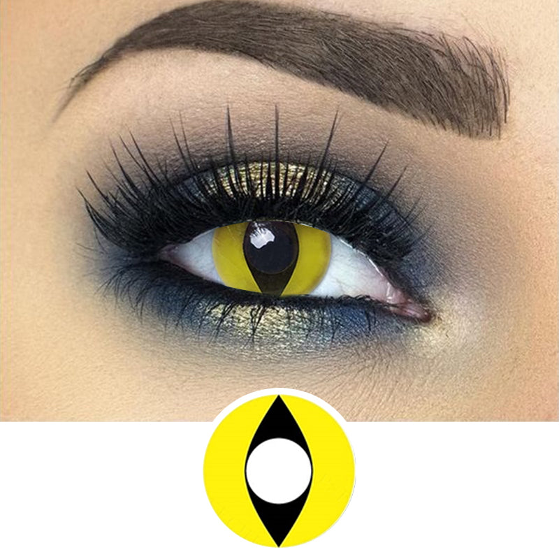 Lentes de contacto de color amarillo para Halloween con forma de ojo de gato