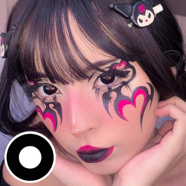 Lentes de contacto de color para Halloween con bloques negros