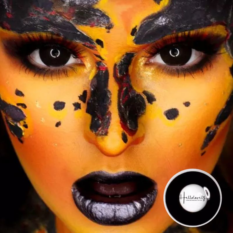 Lentes de contacto de color para Halloween con bloques negros
