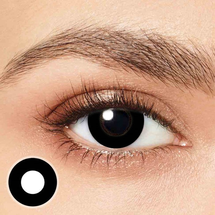 Lentes de contacto de color para Halloween con bloques negros