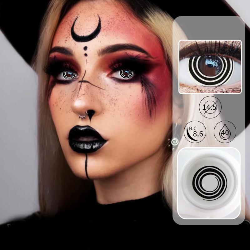 Lentes de contacto de color para Halloween con hilo negro