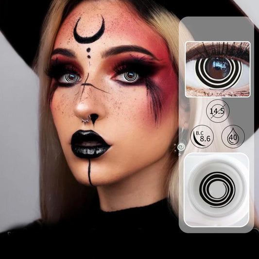 Lentes de contacto de color para Halloween con hilo negro