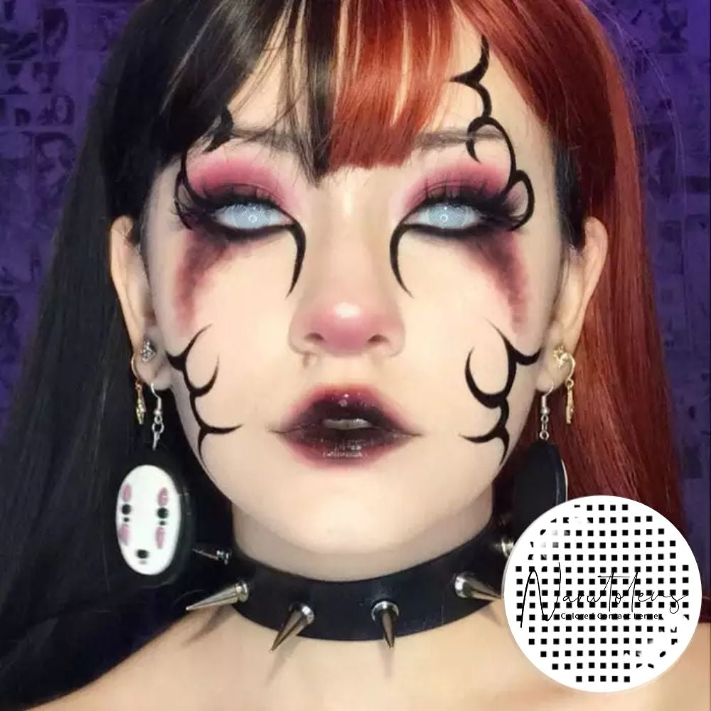 Lentes de contacto de color de Halloween de malla blanca