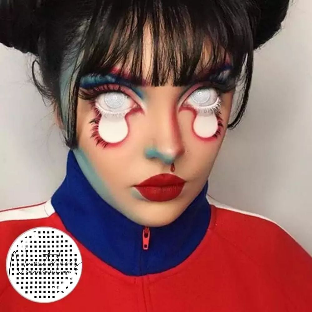 Lentes de contacto de color de Halloween de malla blanca