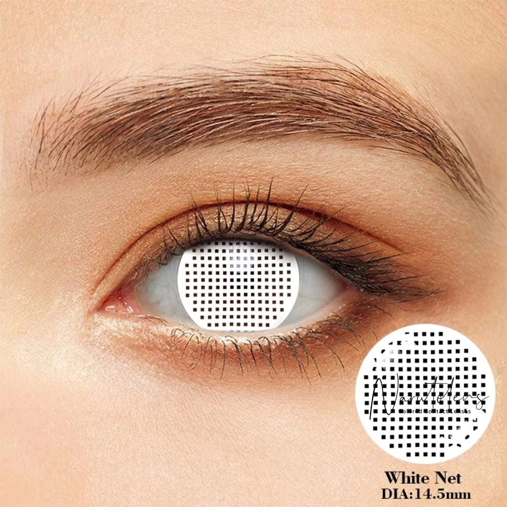Lentes de contacto de color de Halloween de malla blanca