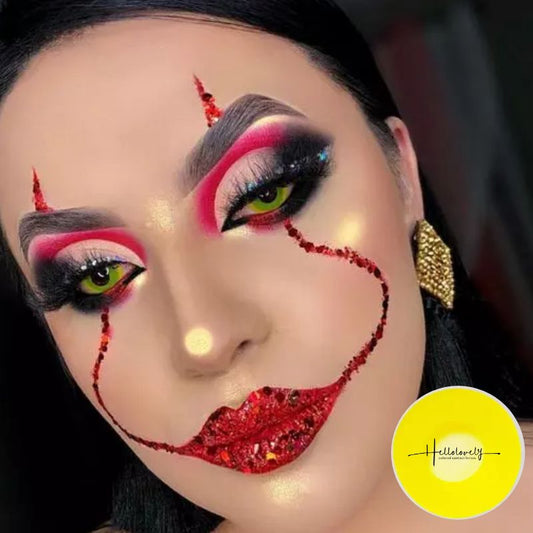 Lentes de contacto de color para Halloween con bloques amarillos