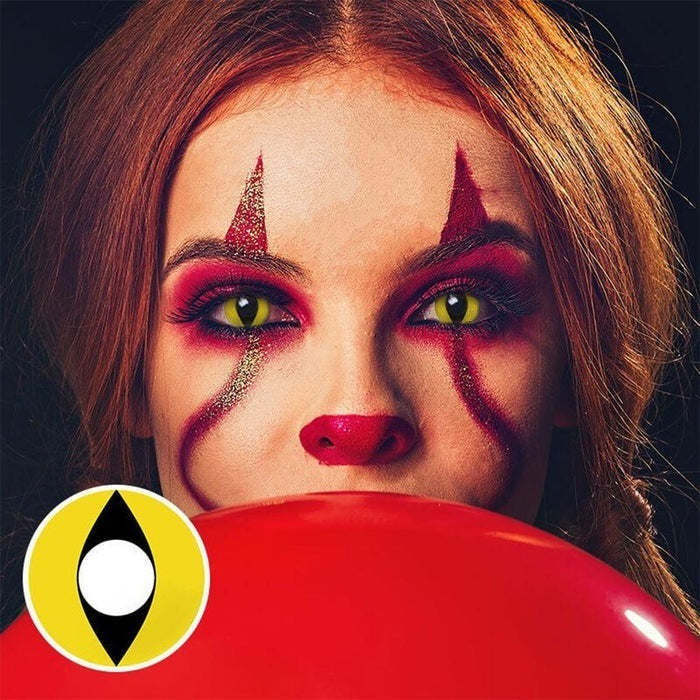 Lentes de contacto de color amarillo para Halloween con forma de ojo de gato
