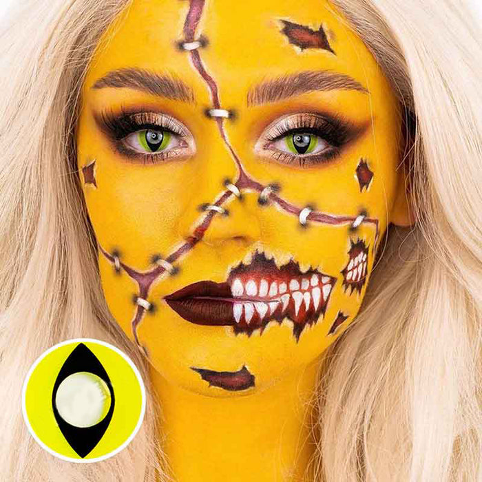 Lentes de contacto de color amarillo para Halloween con forma de ojo de gato