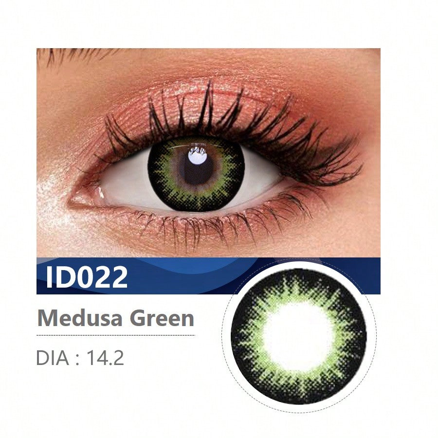 1pair Medusa Green Yearly Cosmetic Eye Lenses Natural Contact Lenses 14.2mm