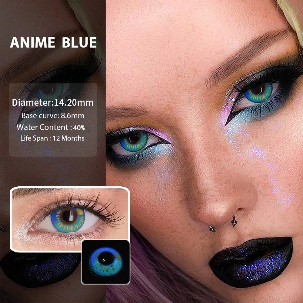 1pair/2Pcs Yearly Anime Halloween Contact Eye Lenses Cosplay Contact Lens Crazy Lenses 14.2mm