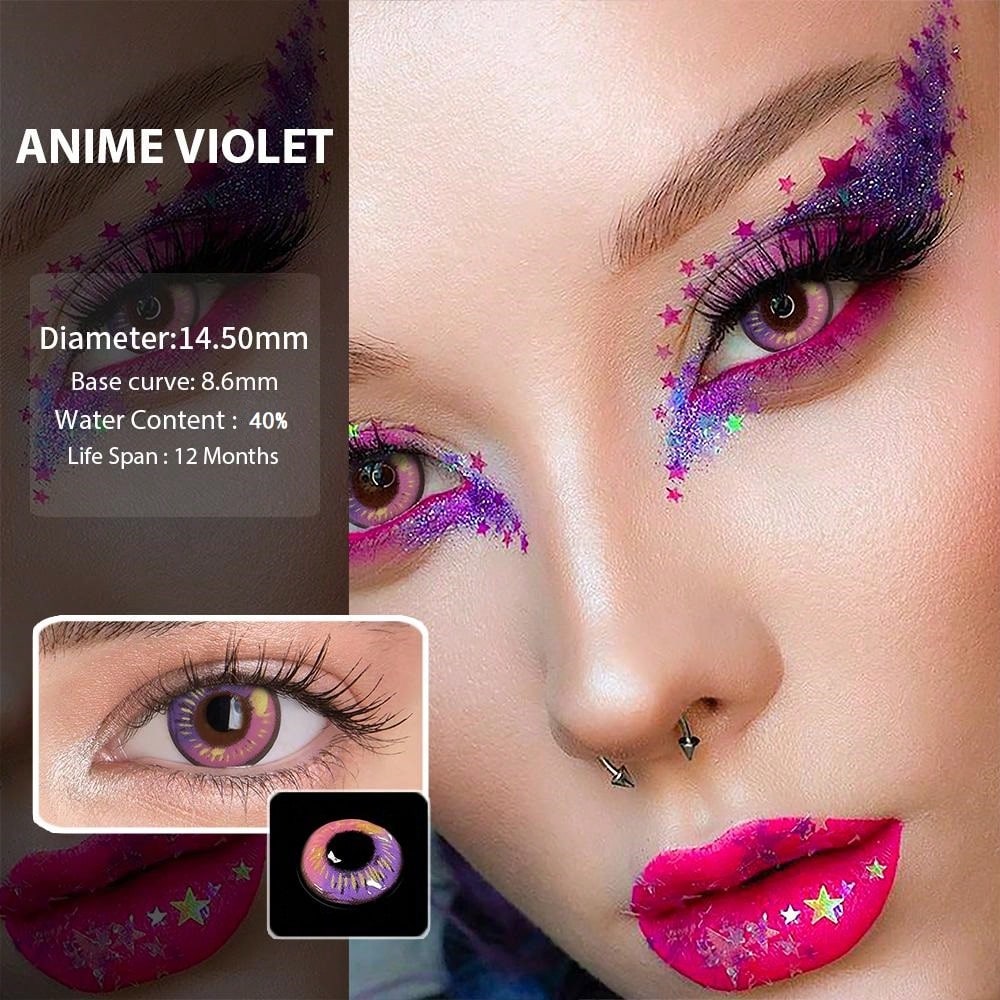 1Pair/2Pcs Magic Eye Yearly Anime Orange Halloween Contact Eye Lenses Cosplay Contact Lens Crazy Lenses