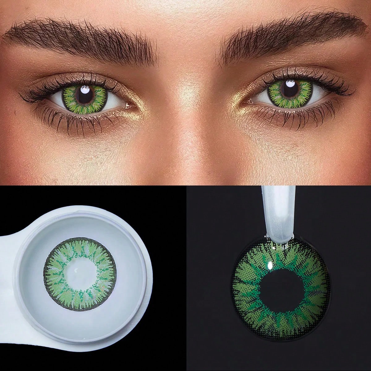 1pair/2Pcs Yearly Mystery Green Soft Contact Eye Lenses Fashion Eye Cosmetic Colored Contact Lens