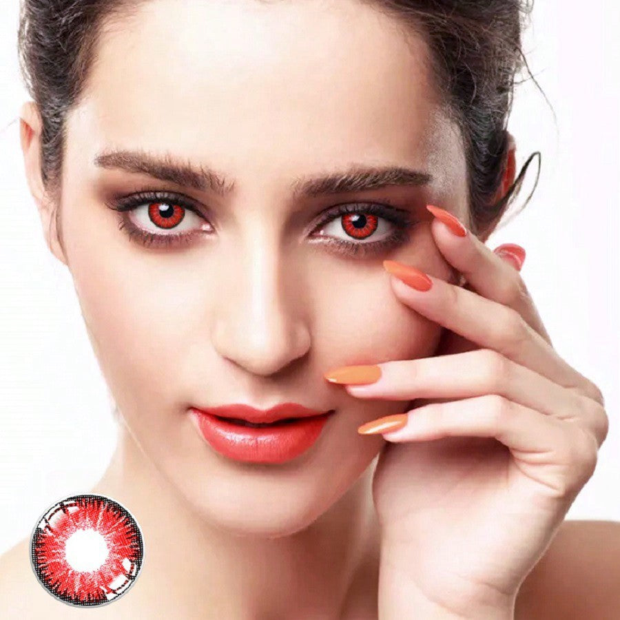 1Pair/2Pcs Yearly Mystery Red Soft Contact Eye Lenses Fashion Eye Cosmetic Colored Contact Lens