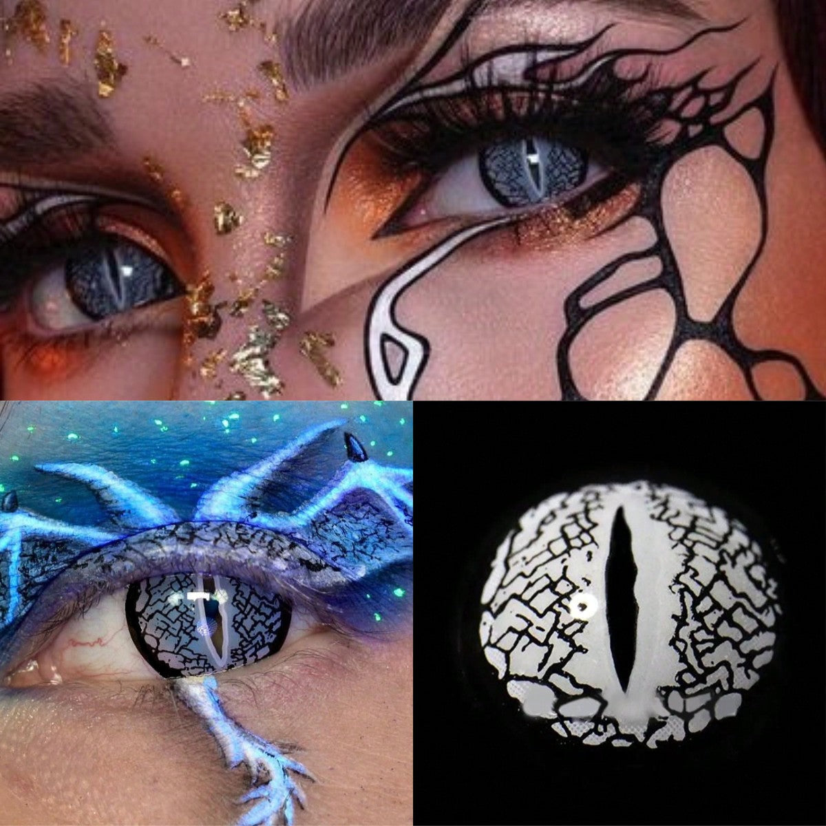 1pair/2Pcs Lizard Eye White Contact Lenses Colored Cosmetic Beauty Halloween Contact Lenses