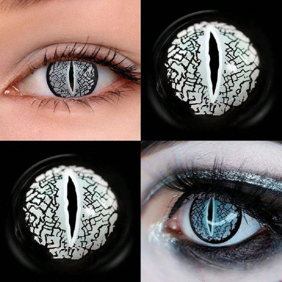 1pair/2Pcs Lizard Eye White Contact Lenses Colored Cosmetic Beauty Halloween Contact Lenses