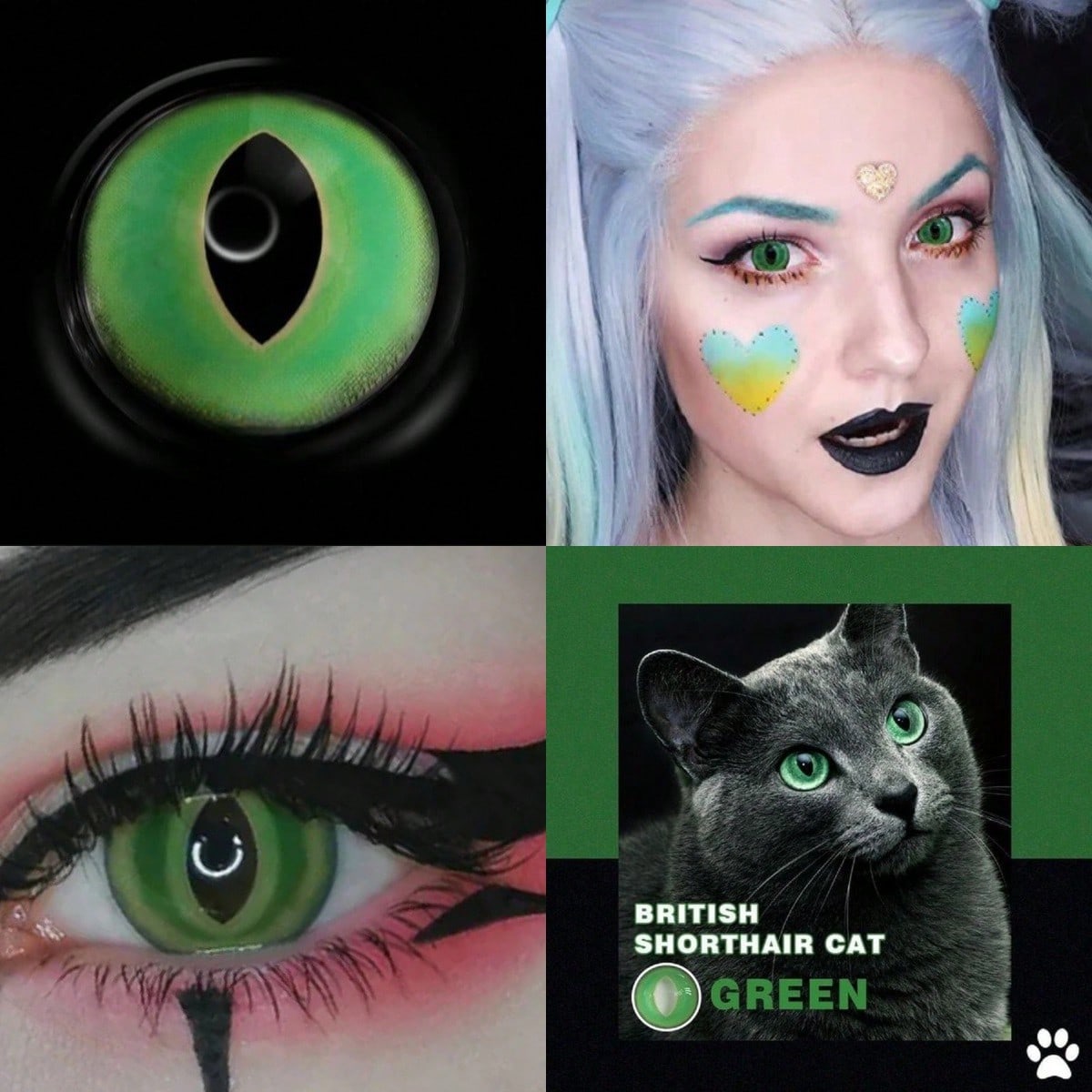 1pair/2Pcs British Shorthair Green Contact Lenses Colored Cosmetic Cosplay Contact Lens